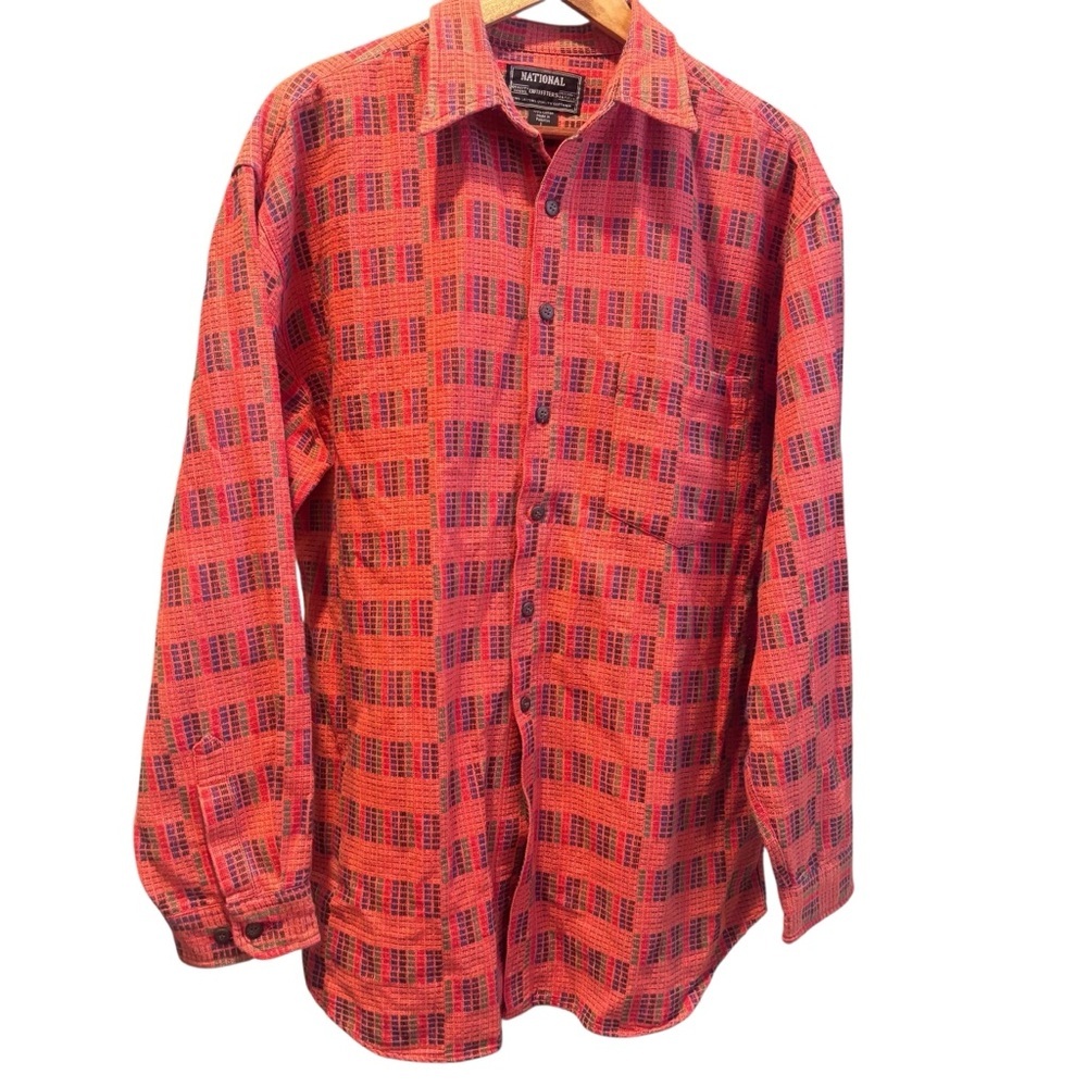 National Outfitters Orange Plaid Button Up Shirt Size Large